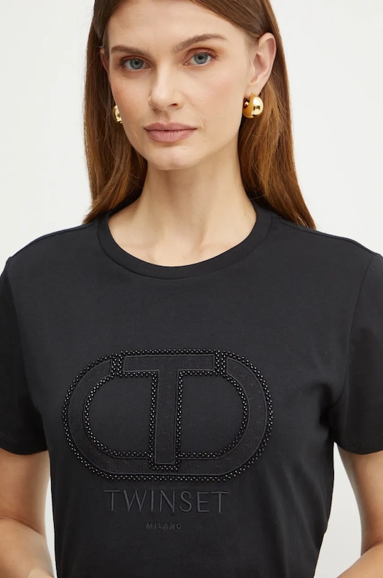 Pamučna majica Twinset crna 242TT2460