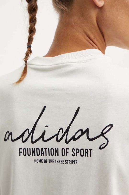 Bavlněné tričko adidas Brand Love IX3763 béžová