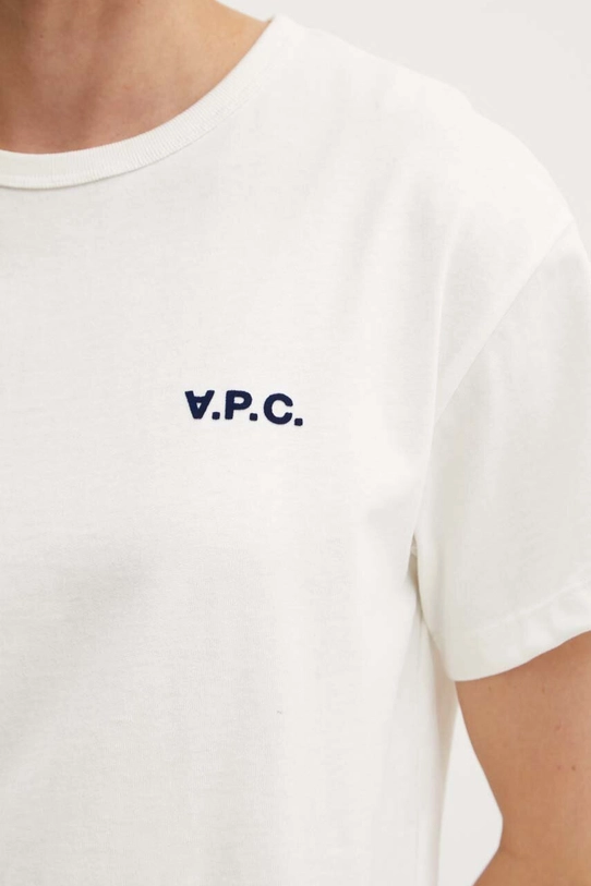 A.P.C. tricou din bumbac t-shirt boxy petit vpc alb COHBQ.F26390