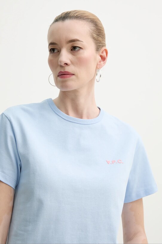 Bavlněné tričko A.P.C. t-shirt boxy petit vpc modrá COHBQ.F26390