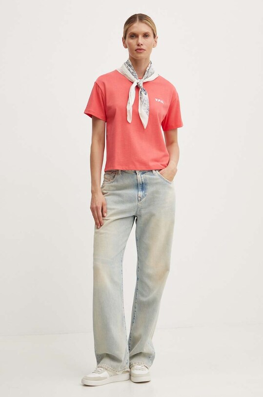 A.P.C. tricou din bumbac t-shirt boxy petit vpc COHBQ.F26390 portocaliu SS25