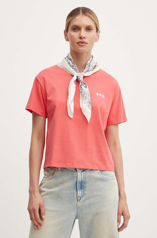 A.P.C. tricou din bumbac t-shirt boxy petit vpc portocaliu COHBQ.F26390