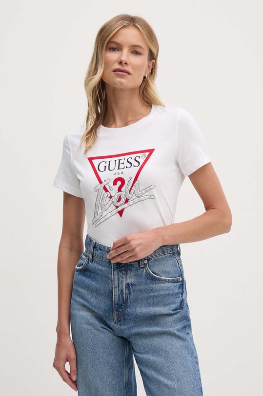 Guess t-shirt bawełniany nadruk biały W4YI32.I3Z14