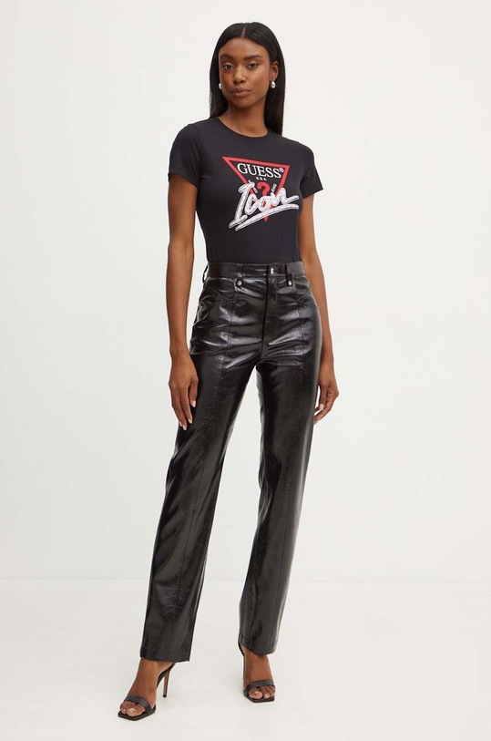 Βαμβακερό μπλουζάκι Guess W4YI32.I3Z14 μαύρο AW24