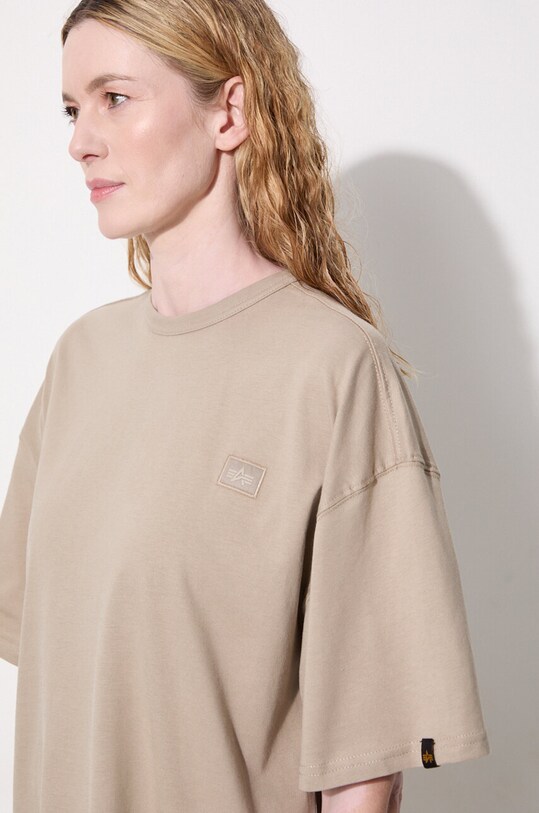 Βαμβακερό μπλουζάκι Alpha Industries Essentials RL 146061 μπεζ