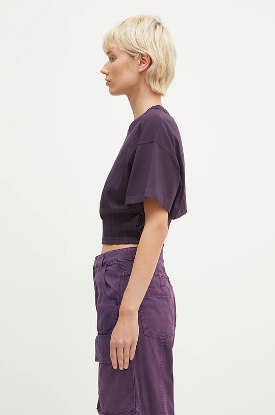 Хлопковая футболка Alpha Industries Waisted 148070 фиолетовой SS25