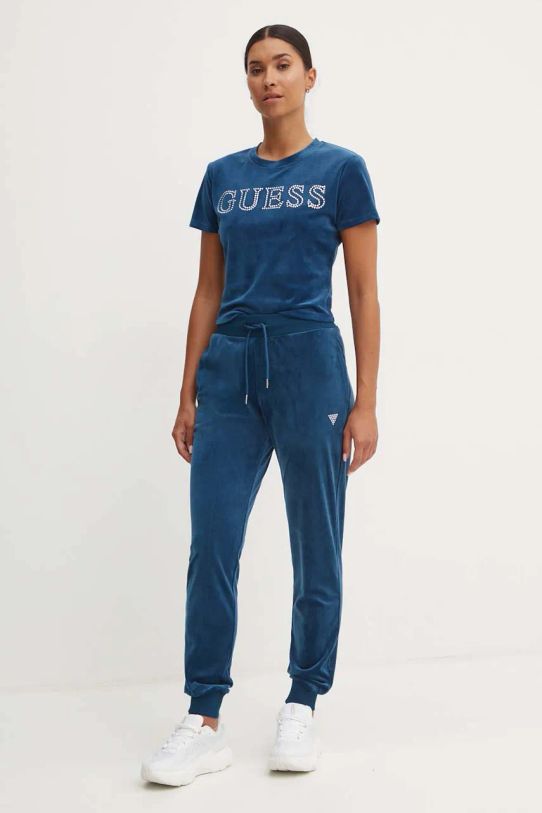 Guess t-shirt welurowy COUTURE V4BI29.KBXI2 turkusowy AW24