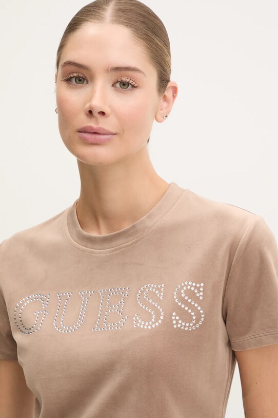 Футболка из велюра Guess COUTURE бежевый V4BI29.KBXI2