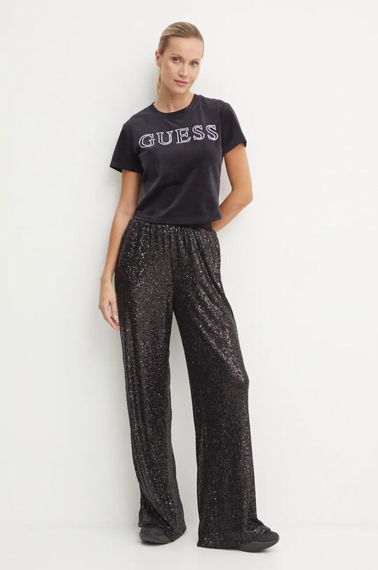 Велюрова футболка Guess COUTURE V4BI29.KBXI2 чорний AW24