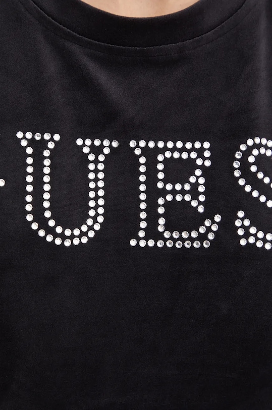 Velurové tričko Guess COUTURE V4BI29.KBXI2 černá