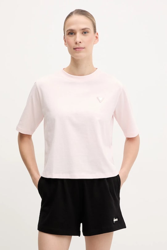 Бавовняна футболка Guess relaxed рожевий V4BI21.I3Z14