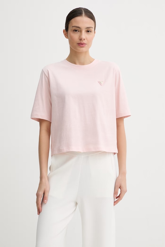 Guess t-shirt bawełniany różowy V4BI21.I3Z14