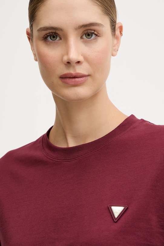 Хлопковая футболка Guess бордо V4BI21.I3Z14