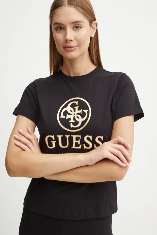 Хлопковая футболка Guess STACIE чёрный V4BI00.I3Z14