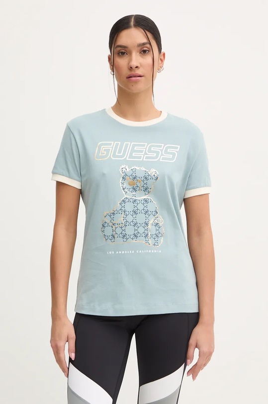 Бавовняна футболка Guess MIDGE бавовна бірюзовий V4BI02.K8FQ4