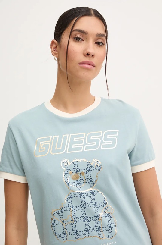 Бавовняна футболка Guess MIDGE бірюзовий V4BI02.K8FQ4