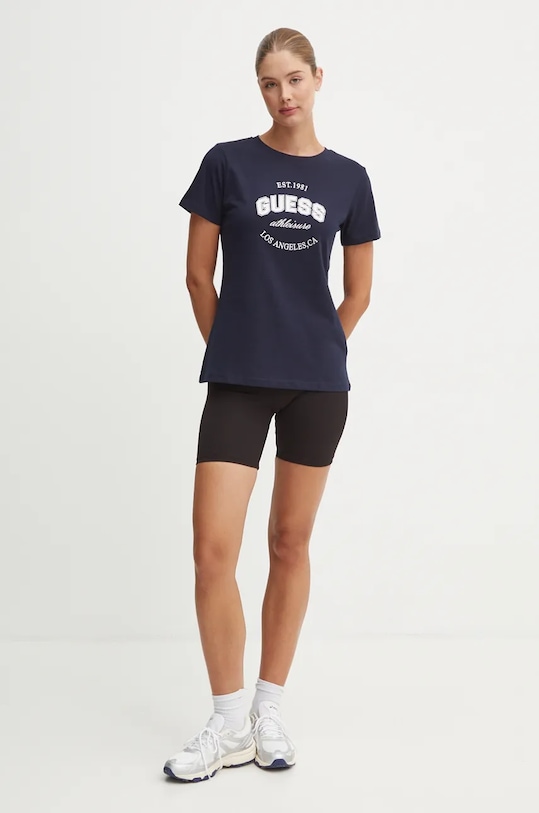 Хлопковая футболка Guess RAQUELLE V4BI17.K8FQ4 тёмно-синий AW24