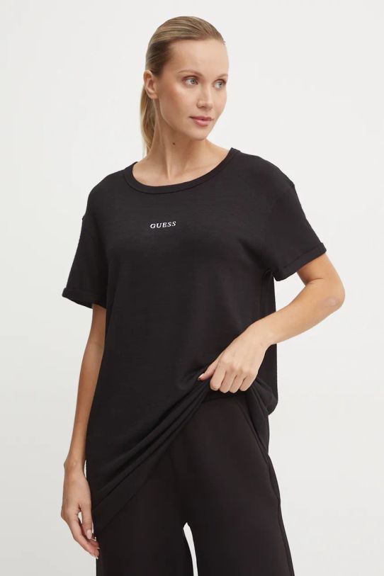 Guess tricou STACIE imprimeu negru V4BI23.KCB52