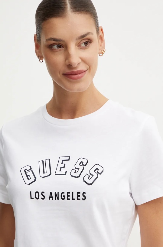 Βαμβακερό μπλουζάκι Guess MELODY λευκό V4BI12.I3Z14