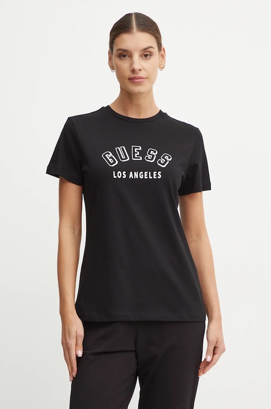 Bavlněné tričko Guess MELODY kulatý černá V4BI12.I3Z14