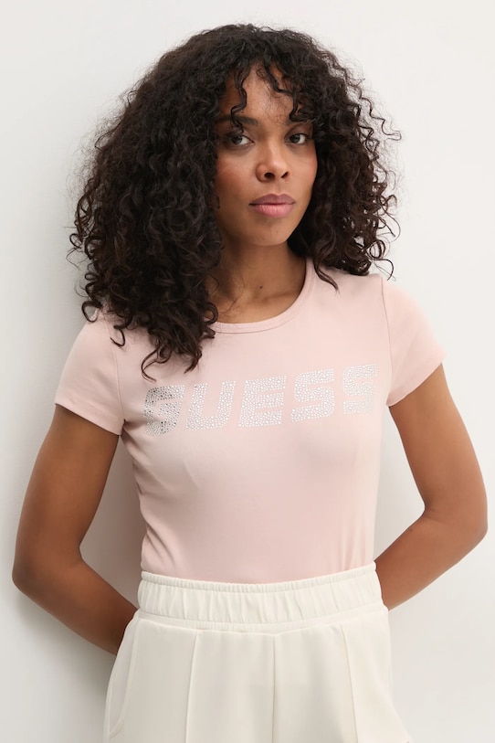 Футболка Guess KIARA з еластаном рожевий V4BI16.KCIV1