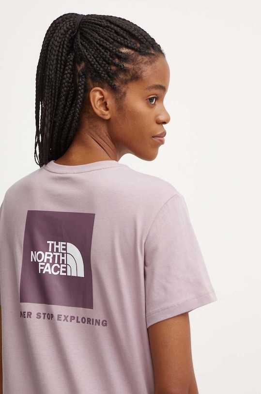 The North Face t-shirt bawełniany S/S Relaxed Redbox Tee nadruk fioletowy NF0A87NK7AI1