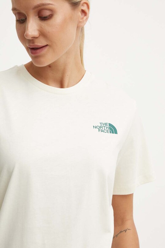 Bavlněné tričko The North Face S/S Relaxed Redbox Tee béžová NF0A87NK9IZ1
