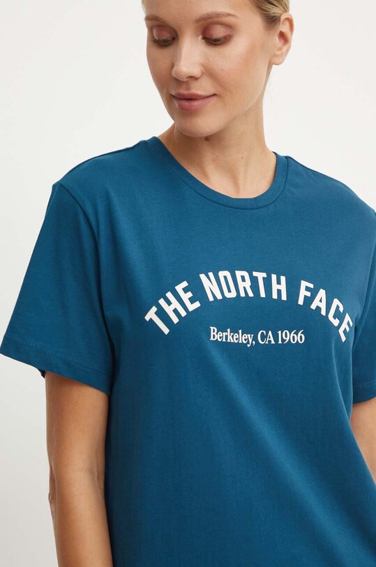 Bavlnené tričko The North Face Tee Varsity Graphic tyrkysová NF0A89CQ1NO1