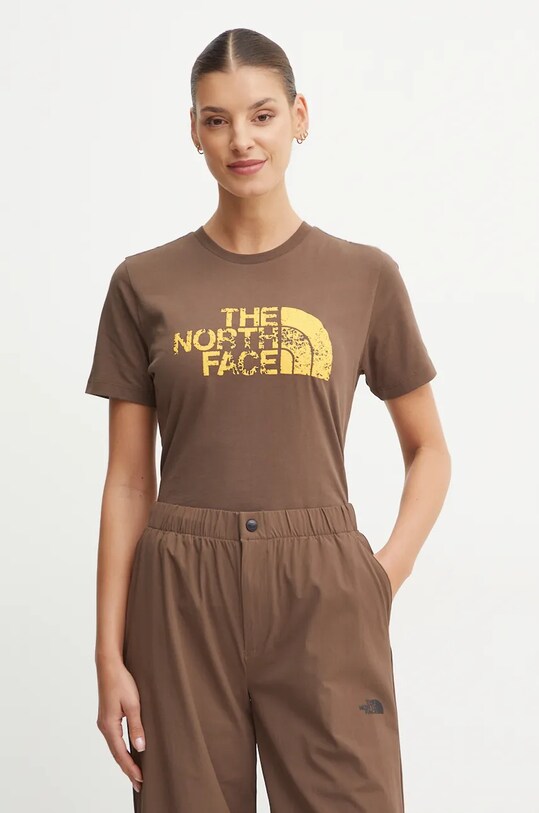 Bavlněné tričko The North Face Tee -Seasonal Logo Pack hnědá NF0A89CT1OI1