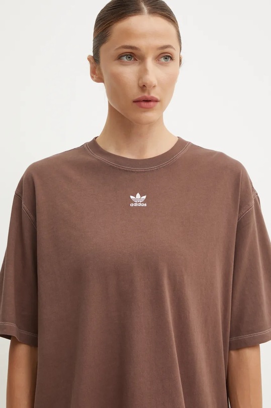 Бавовняна футболка adidas Originals коричневий IX6981