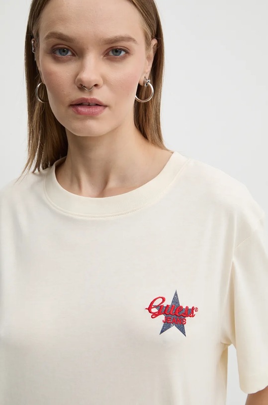 Бавовняна футболка Guess Jeans relaxed бежевий W4BI55.K8HM0