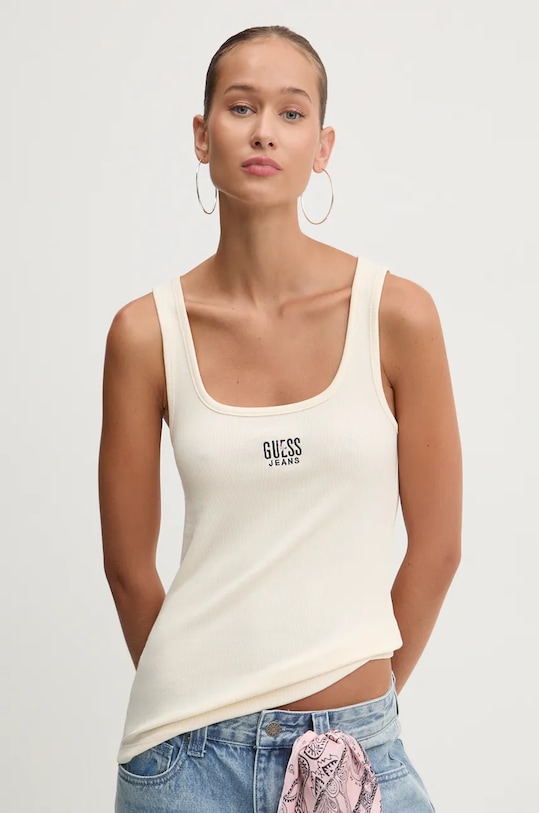 Guess Jeans top regular beżowy W4BP43.KA0H1