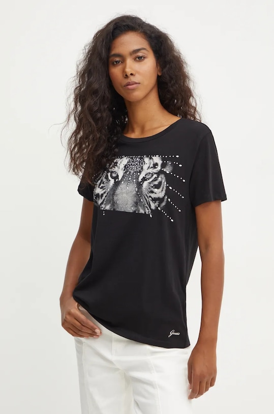 Guess tricou din bumbac imprimeu negru W4BI11.K9RM1