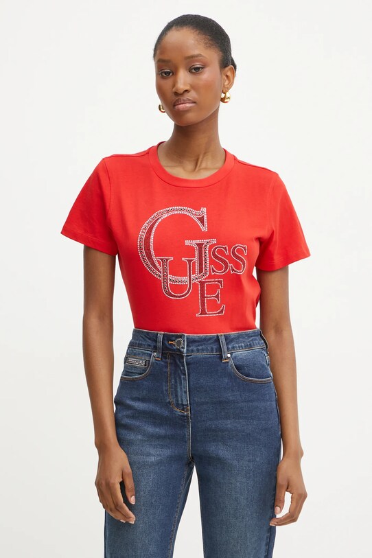 Bavlněné tričko Guess červená W4BI16.I3Z14