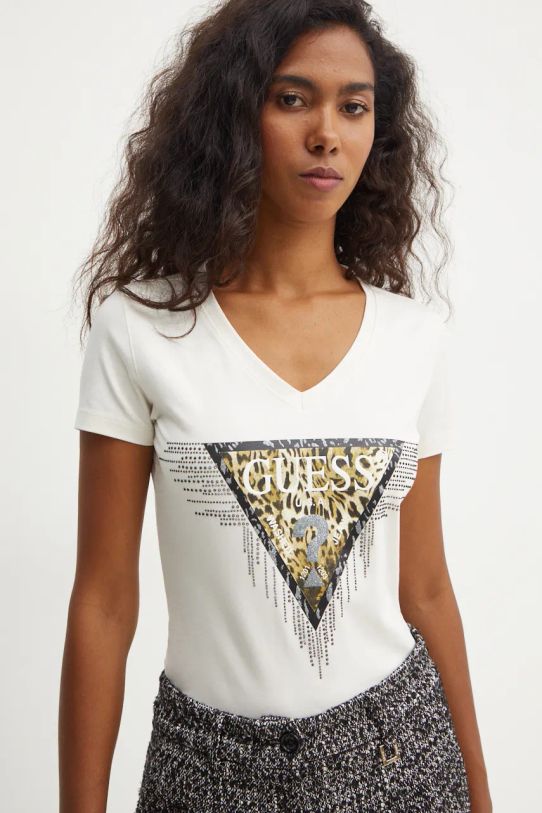 Guess t-shirt beżowy W4BI18.J1314