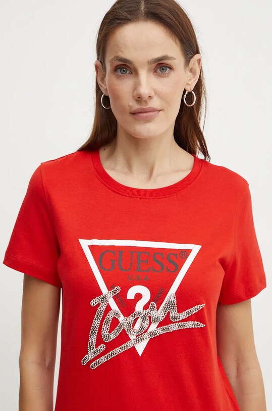 Ρούχα Βαμβακερό μπλουζάκι Guess W4BI20.I3Z14 κόκκινο