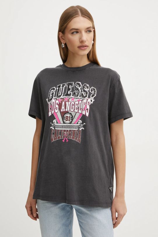 Guess tricou din bumbac imprimeu gri W4BI22.K8FQ4