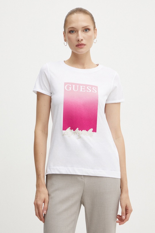 Бавовняна футболка Guess regular білий W4BI30.JA914