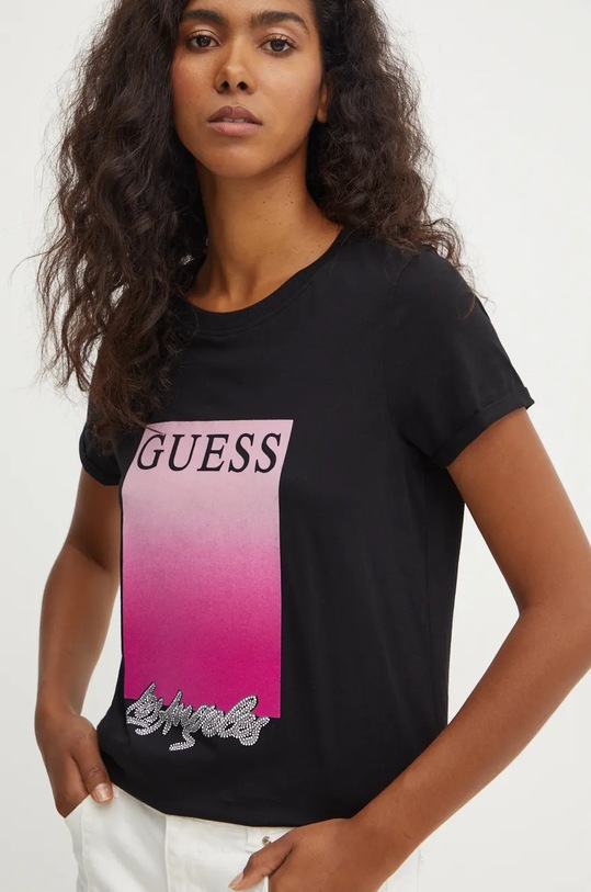 Bavlnené tričko Guess čierna W4BI30.JA914