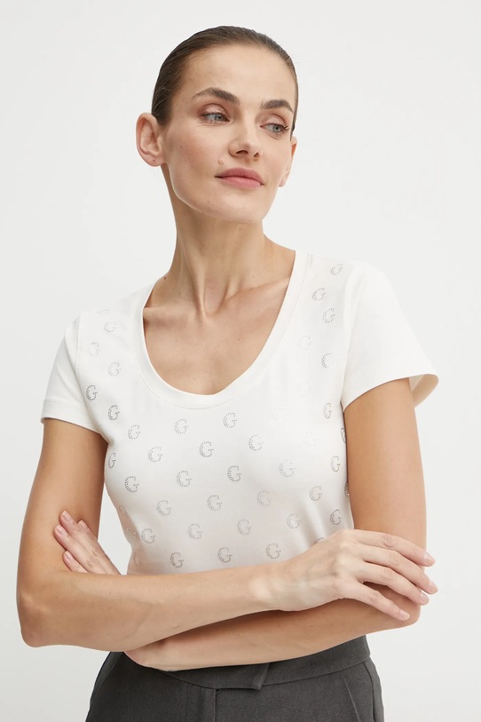 Μπλουζάκι Guess EMBELLISH κανονικό μπεζ W4BI68.J1314