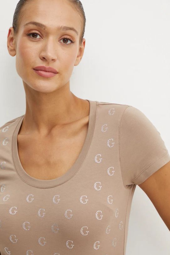 Guess t-shirt EMBELLISH beżowy W4BI68.J1314