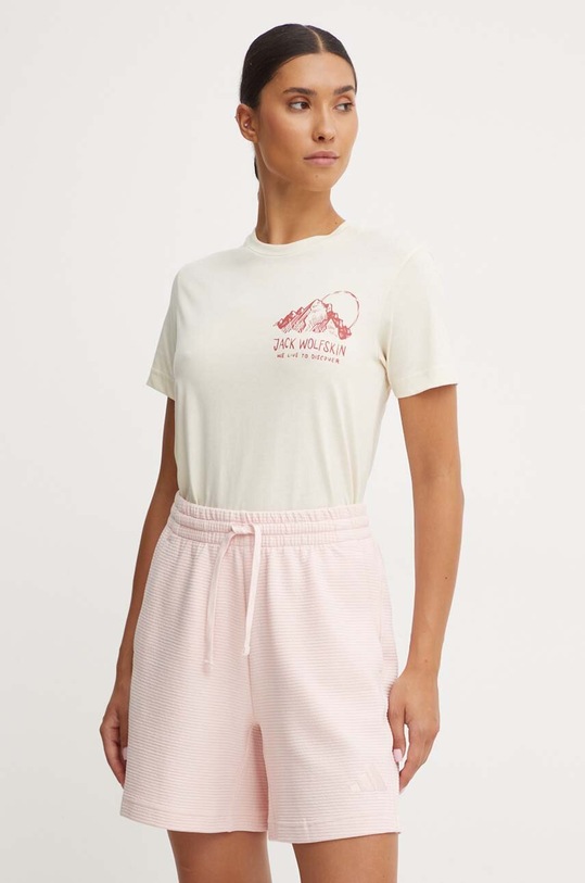 Bavlněné tričko Jack Wolfskin Bergblick béžová A60069