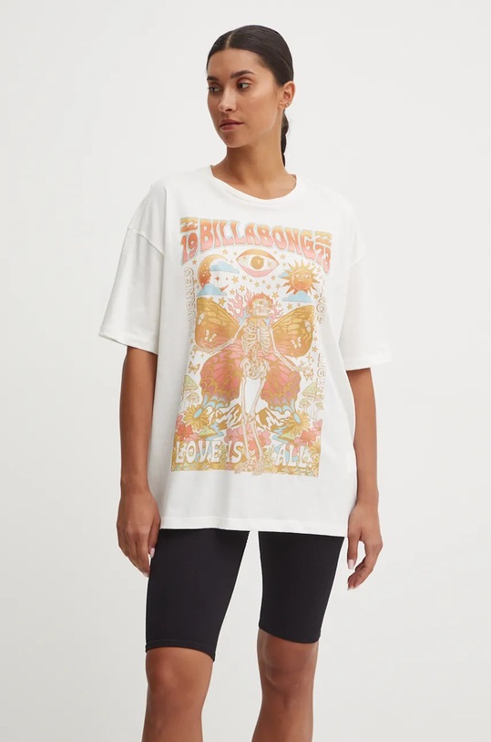 Billabong tricou Love is All print alb EBJZT00322