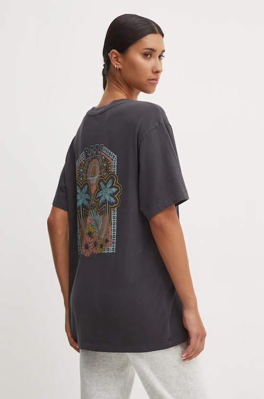 Roxy tricou din bumbac To The Sun print gri ERJZT05798