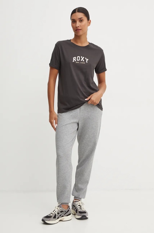 Roxy tricou din bumbac Noon Ocean ERJZT05793 gri AW24