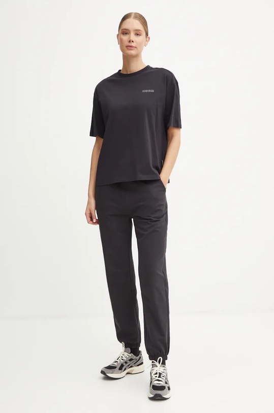 Napapijri t-shirt bawełniany S-Bise NP0A4HZF0411 czarny AW24