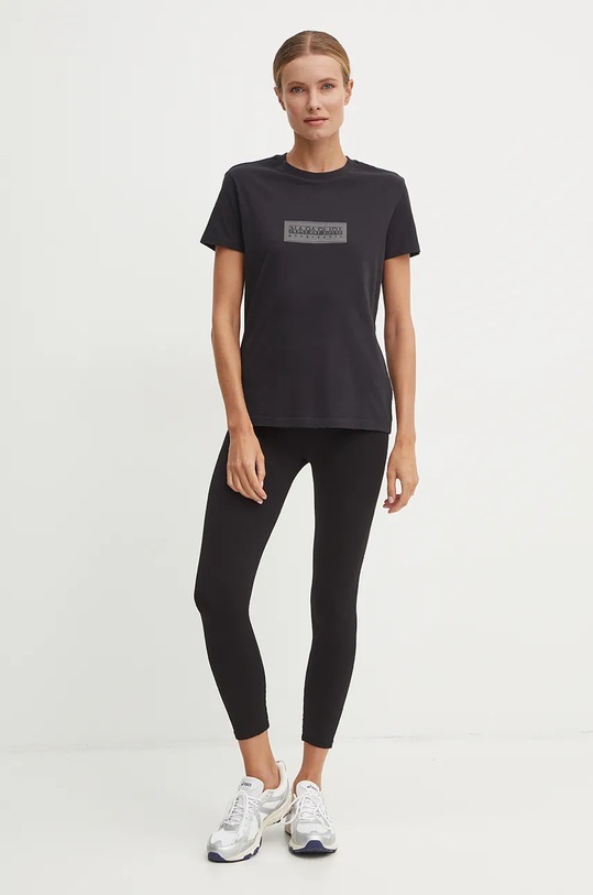 Napapijri t-shirt bawełniany S-Suze NP0A4HZA0411 czarny AW24