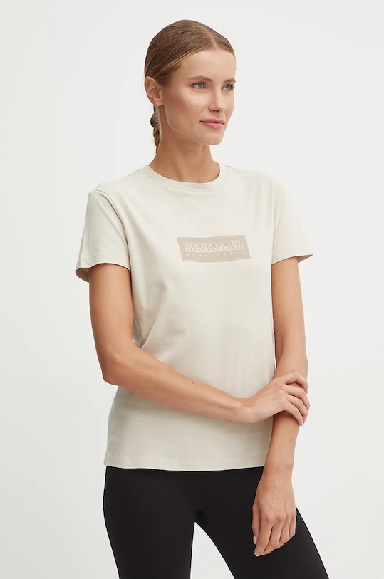 Napapijri tricou din bumbac S-Suze print bej NP0A4HZAN901