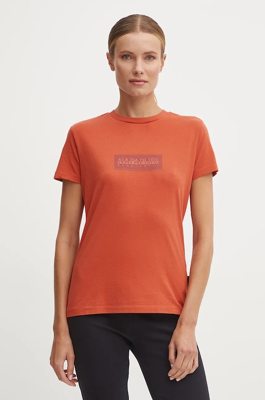 Bavlnené tričko Napapijri S-Suze potlač oranžová NP0A4HZAR1B1