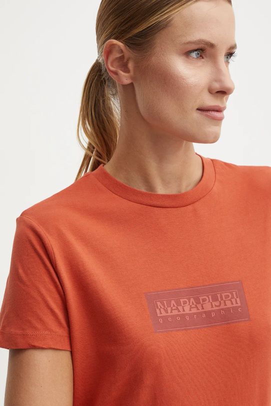 Napapijri t-shirt bawełniany S-Suze pomarańczowy NP0A4HZAR1B1